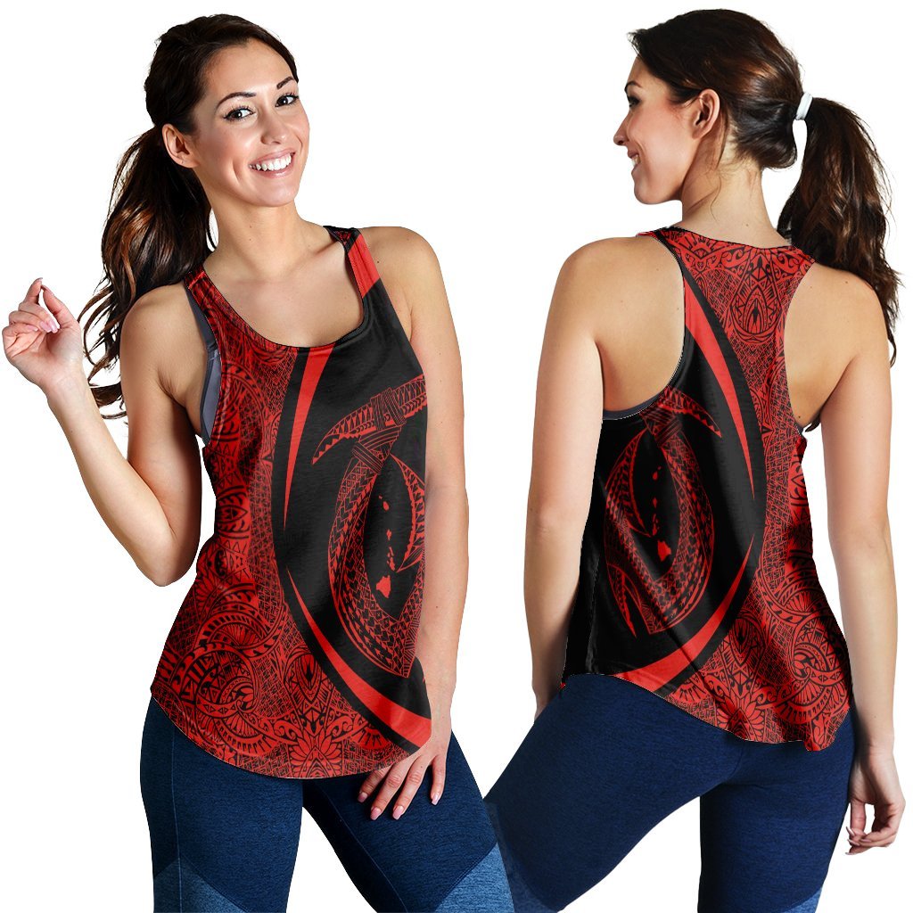 Hawaii Fish Hook Polynesian Racerback Tank - Circle Style Red - AH Black - Polynesian Pride