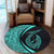 Hawaii Fish Hook Polynesian Round Carpet - Circle Style Turquoise - AH - Polynesian Pride