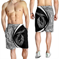 Hawaii Fish Hook Polynesian Men's Shorts - Circle Style White - AH - Polynesian Pride