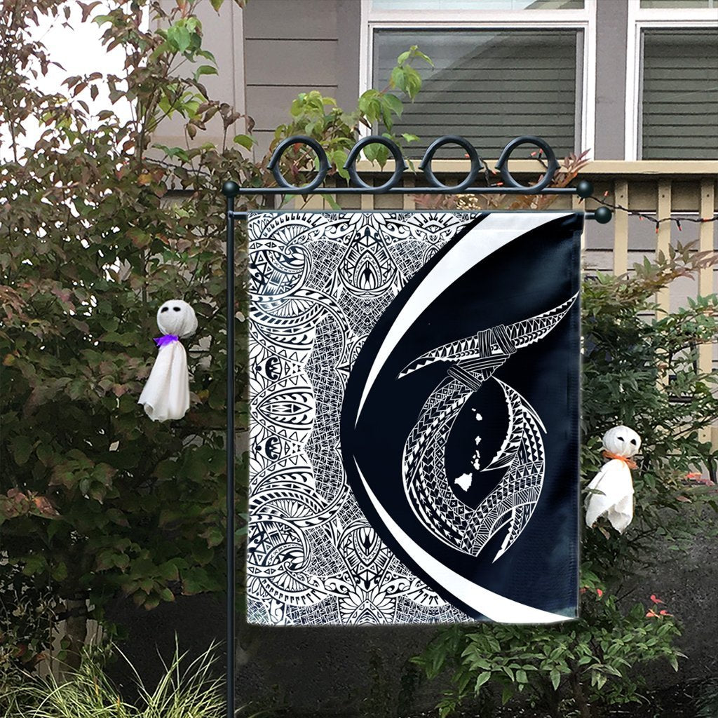 Hawaii Fish Hook Polynesian Flag - Circle Style White - AH - Polynesian Pride