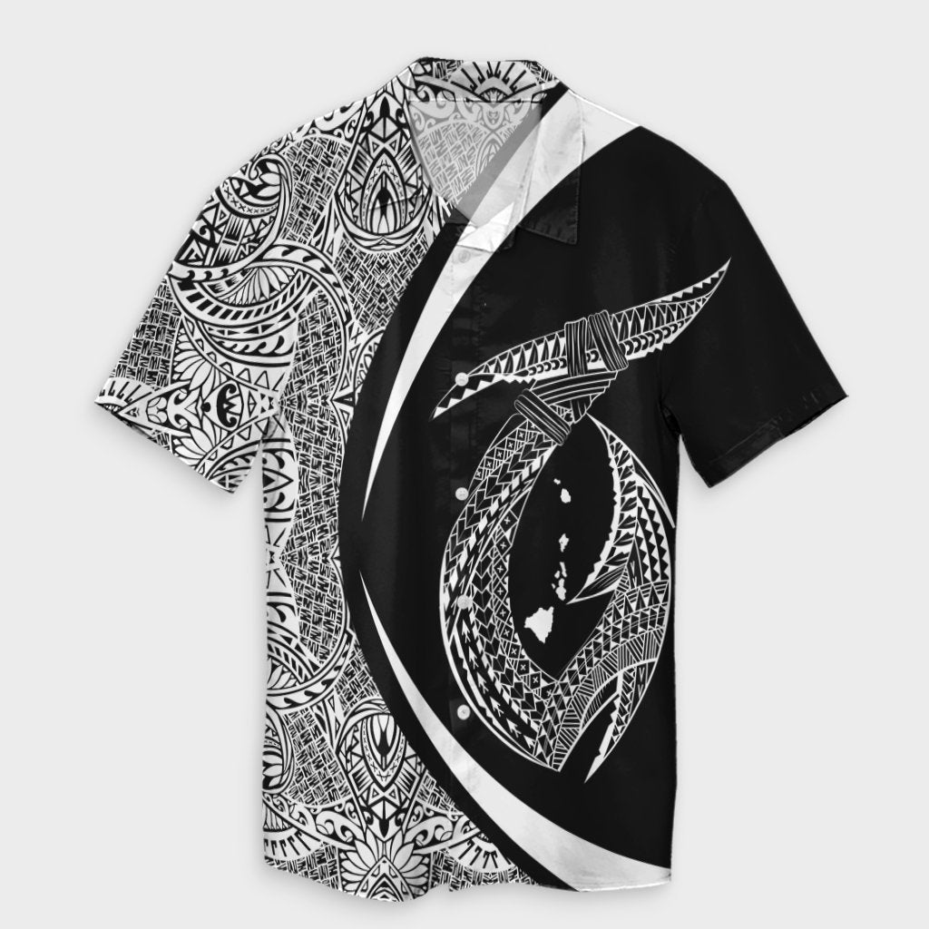 Hawaii Fish Hook Polynesian Hawaiian Shirt - Circle Style White - AH Unisex Black - Polynesian Pride