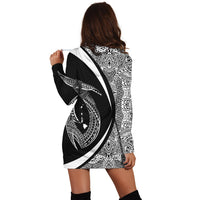 Hawaii Fish Hook Polynesian Hoodie Dress - Circle Style White - AH - Polynesian Pride