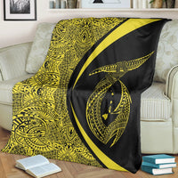 Hawaii Fish Hook Polynesian Premium Blankets - Circle Style Yellow - AH - Polynesian Pride