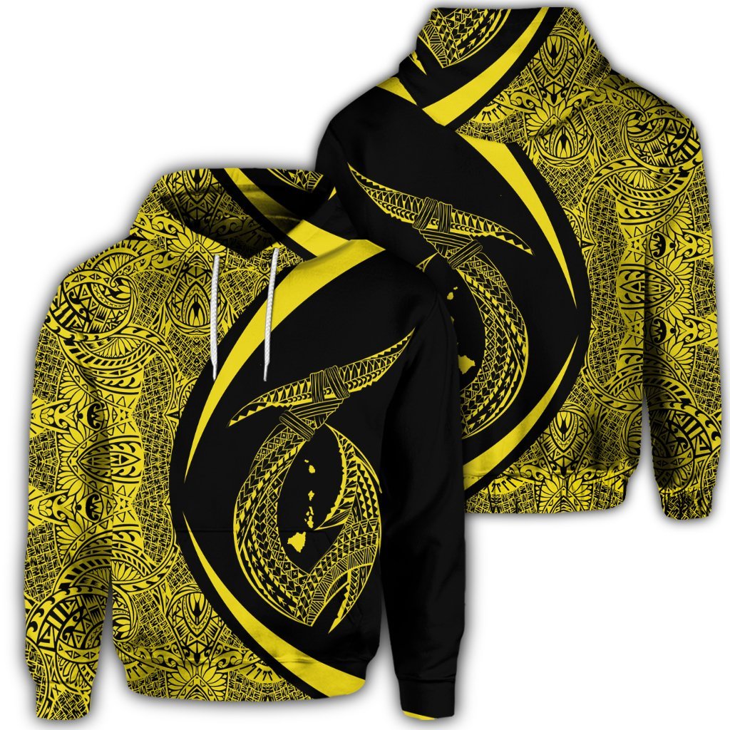 Hawaiian Fish Hook Polynesian Hoodie Circle Style Yellow Unisex Art - Polynesian Pride