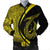 Hawaii Fish Hook Polynesian Bomber Jacket - Circle Style Yellow - AH Black Unisex - Polynesian Pride