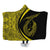 Hawaii Fish Hook Polynesian Hooded Blanket - Circle Style Yellow - AH Hooded Blanket White - Polynesian Pride