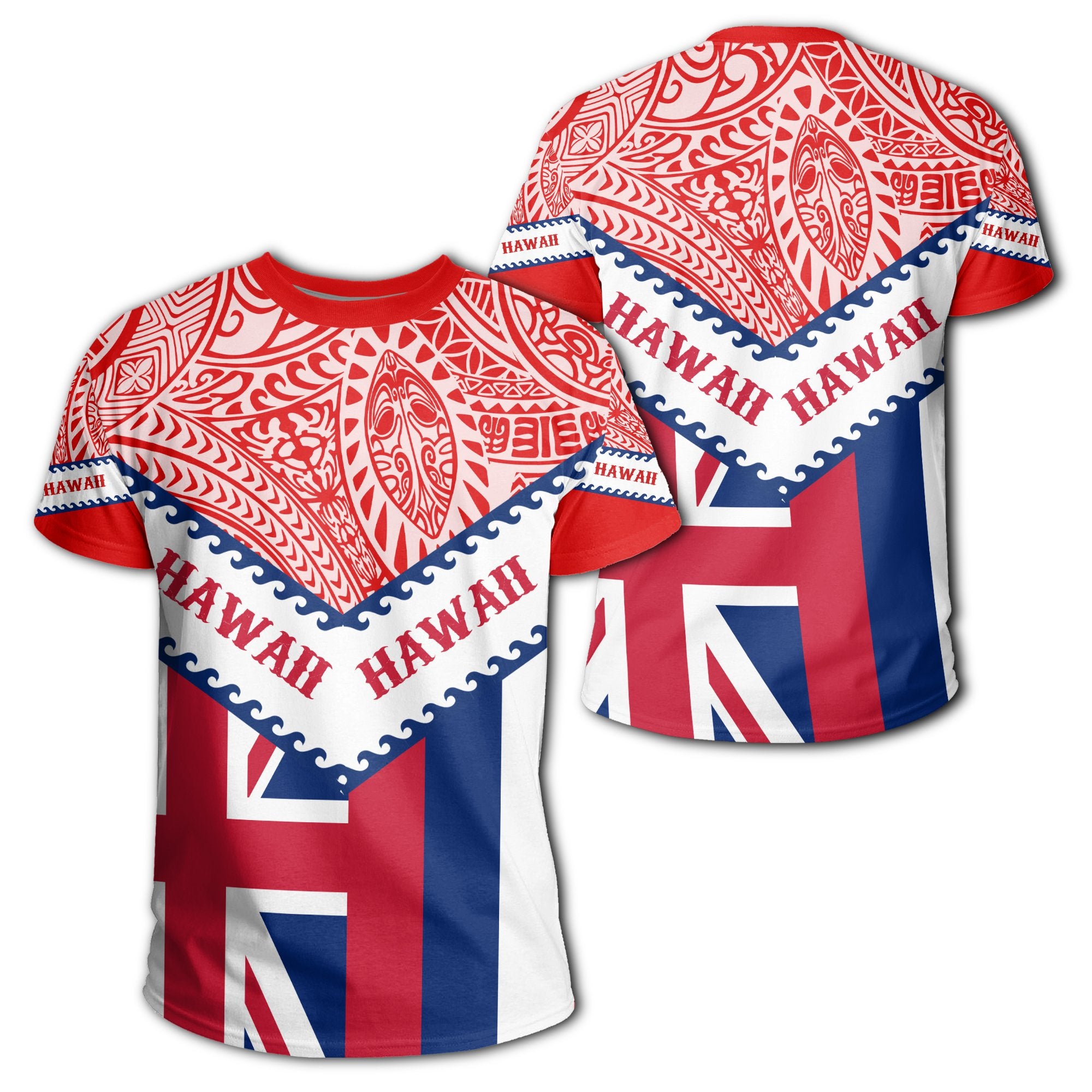 Hawaii Flag T Shirt Mit Style Unisex Red - Polynesian Pride