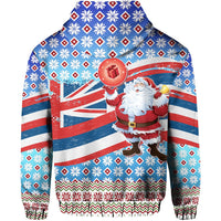 Hawaii Flag Santa Claus Pattern Christmas Hoodie Zip Noel Style - Polynesian Pride