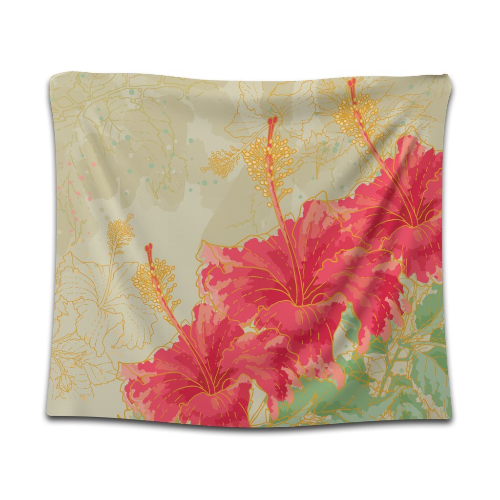 Hawaii Flower Hibiscus Tapestry - AH Wall Tapestry Black - Polynesian Pride