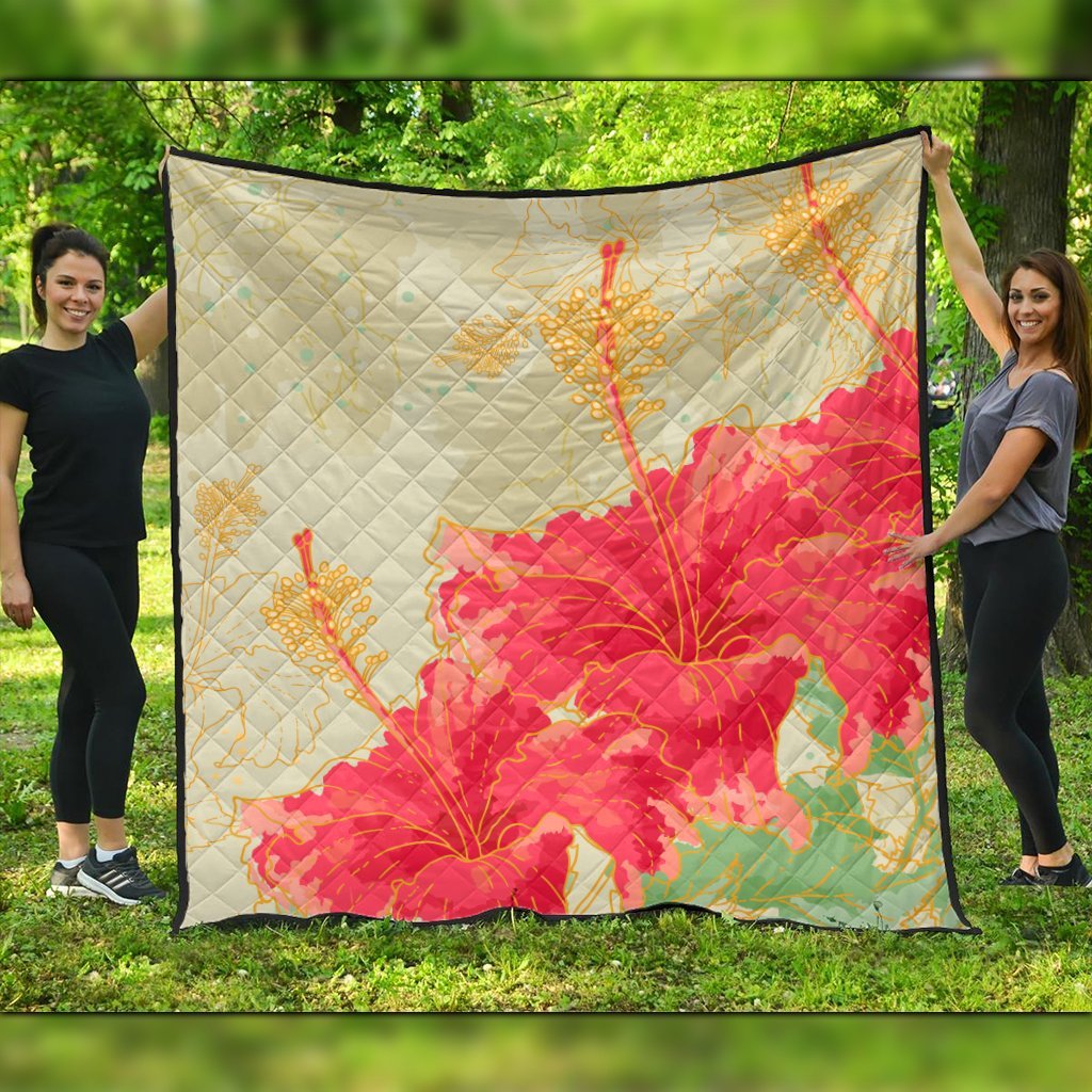 Hawaii Flower Hibiscus Premium Quilts - AH Black - Polynesian Pride