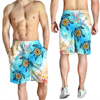Hawaii Fresh Beach Turtle Plumeria Men's Shorts - AH - Brian Style - Polynesian Pride