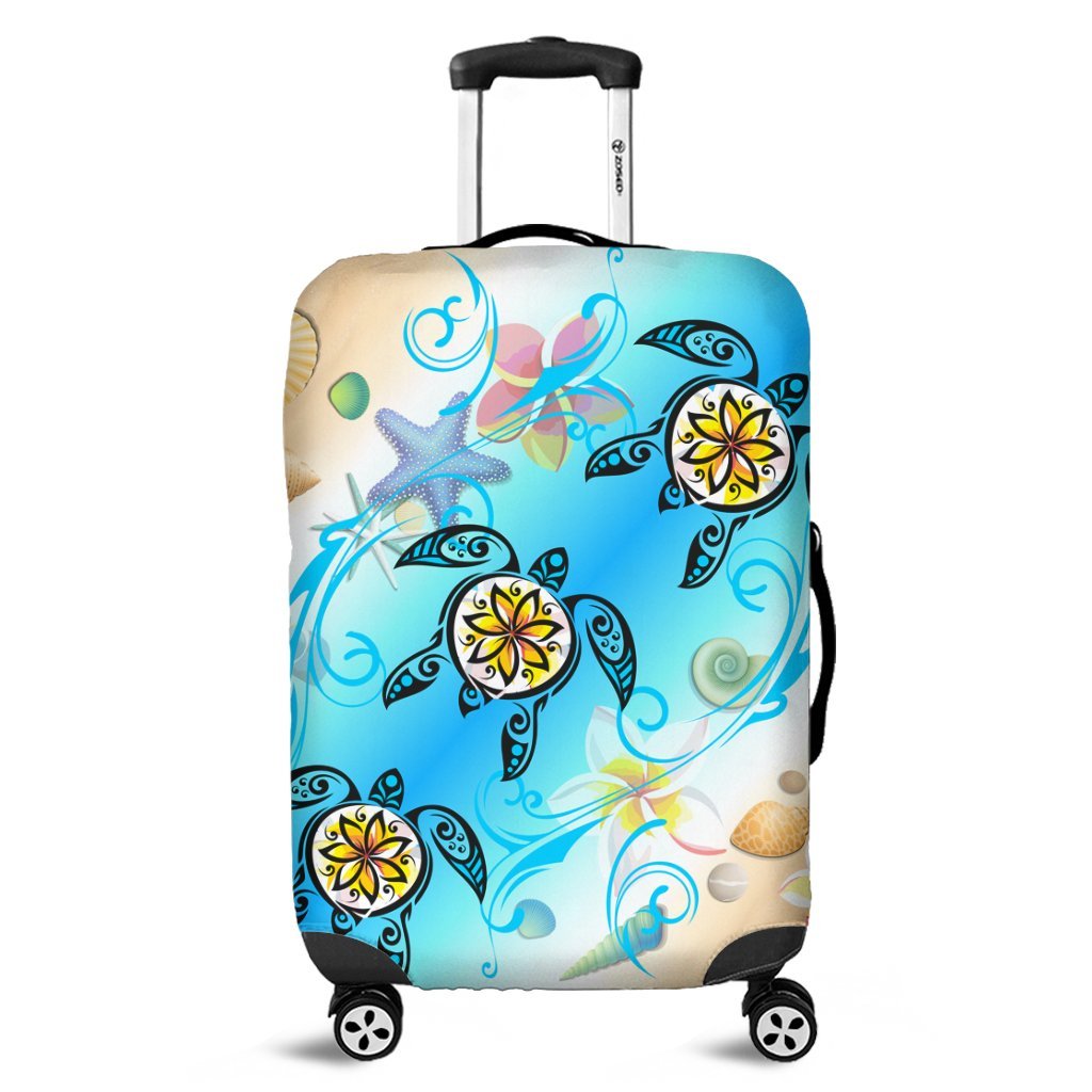 Hawaii Fresh Beach Turtle Plumeria Luggage Covers - AH - Brian Style Black - Polynesian Pride