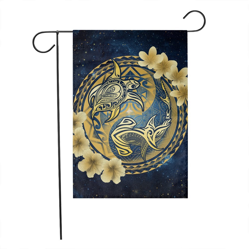 Hawaii Galaxay Yin Yang Turtle Shark Hibiscus Plumeria Flag - AH - Polynesian Pride