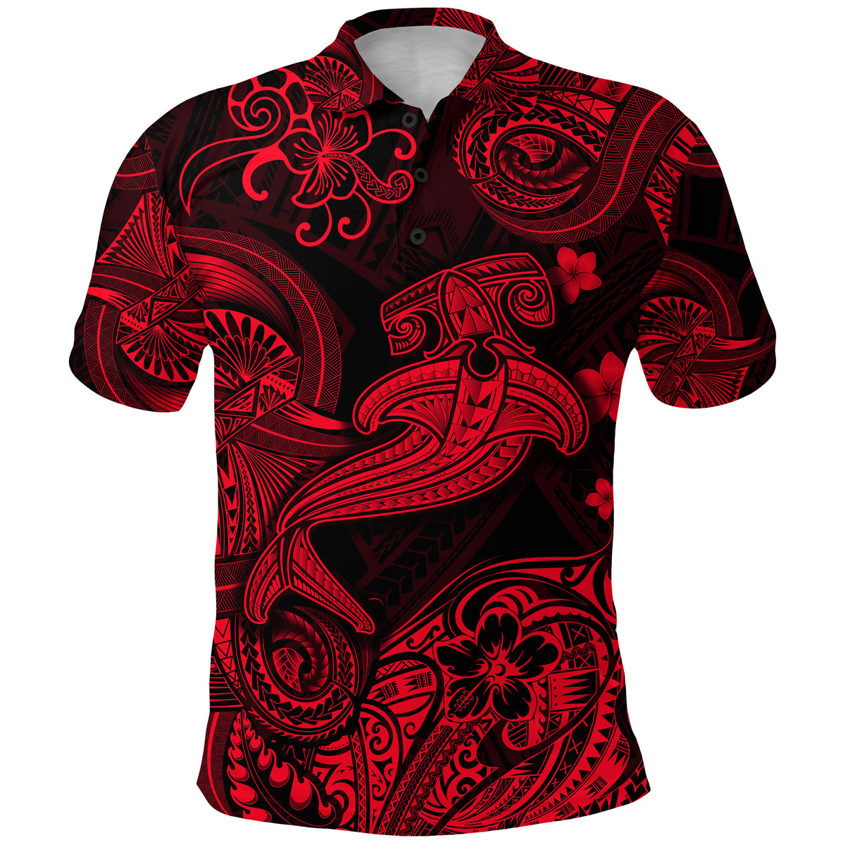Custom Hawaii Hammer Shark Polynesian Polo Shirt Unique Style Red LT8 Red - Polynesian Pride