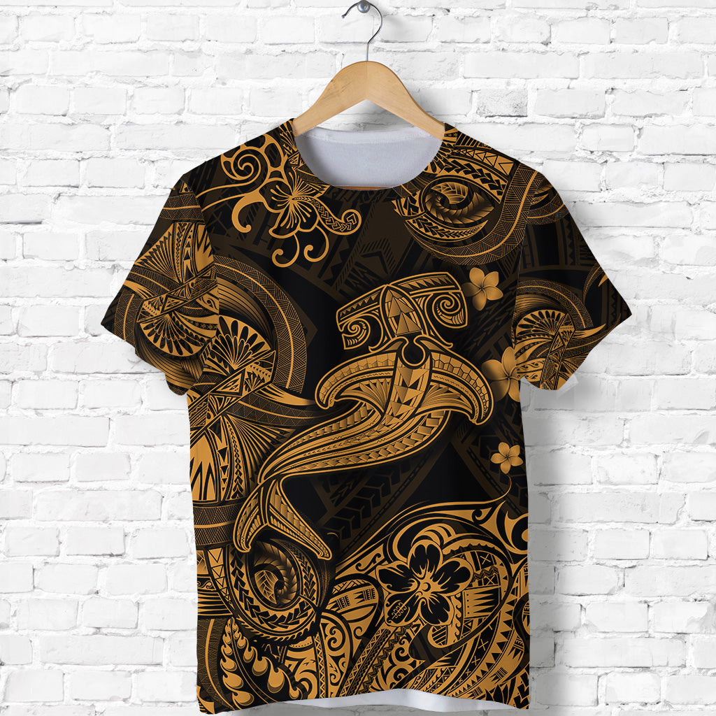 Hawaii Hammer Shark Polynesian T Shirt Unique Style Gold LT8 - Polynesian Pride