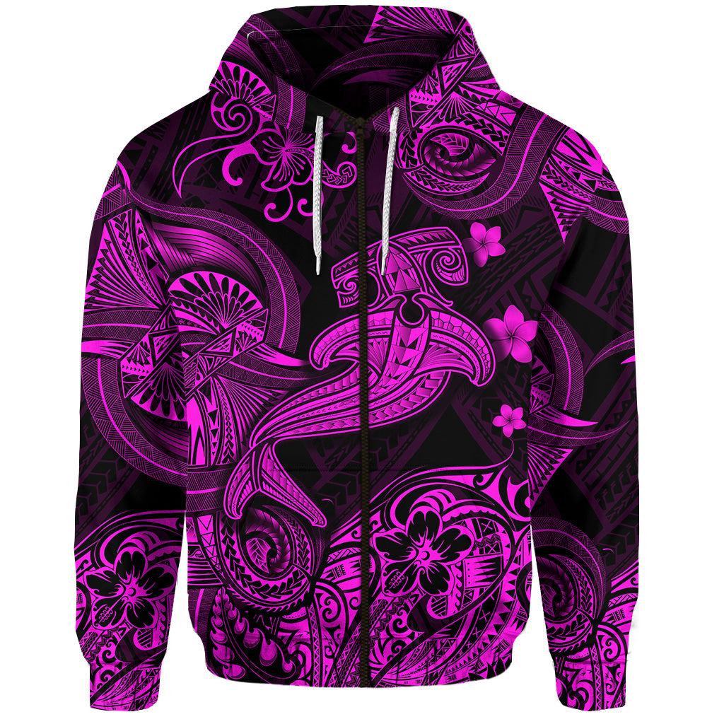 Hawaii Hammer Shark Polynesian Zip Hoodie Unique Style Pink LT8 - Polynesian Pride