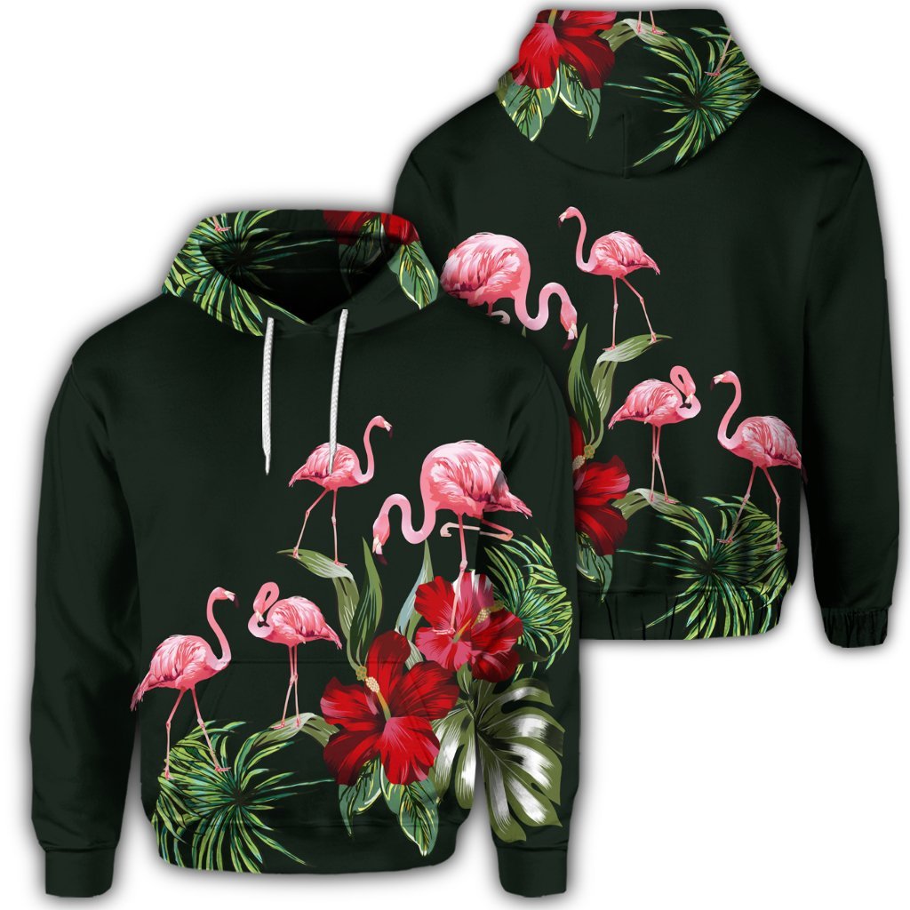 Hawaiian Hibiscus Flamingo Hoodie Unisex Art - Polynesian Pride