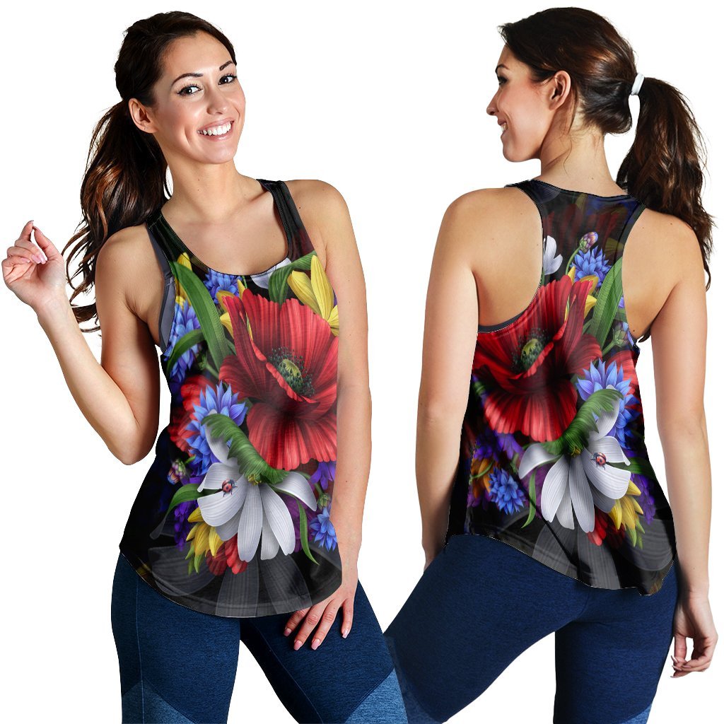 Hawaii Hibiscus Flower Beautiful Racerback Tank - AH Black - Polynesian Pride