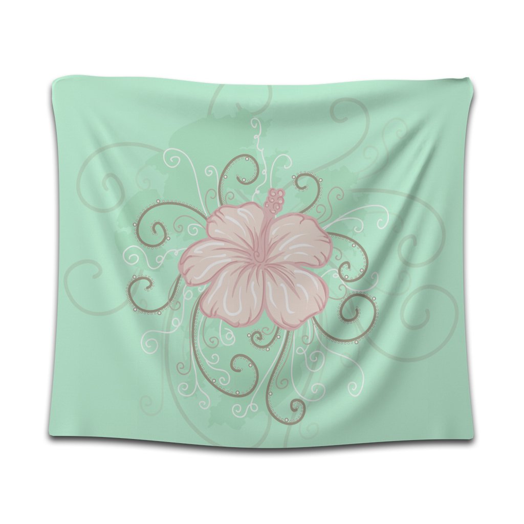 Hawaii Hibiscus Pastel Tapestry - AH Wall Tapestry Black - Polynesian Pride