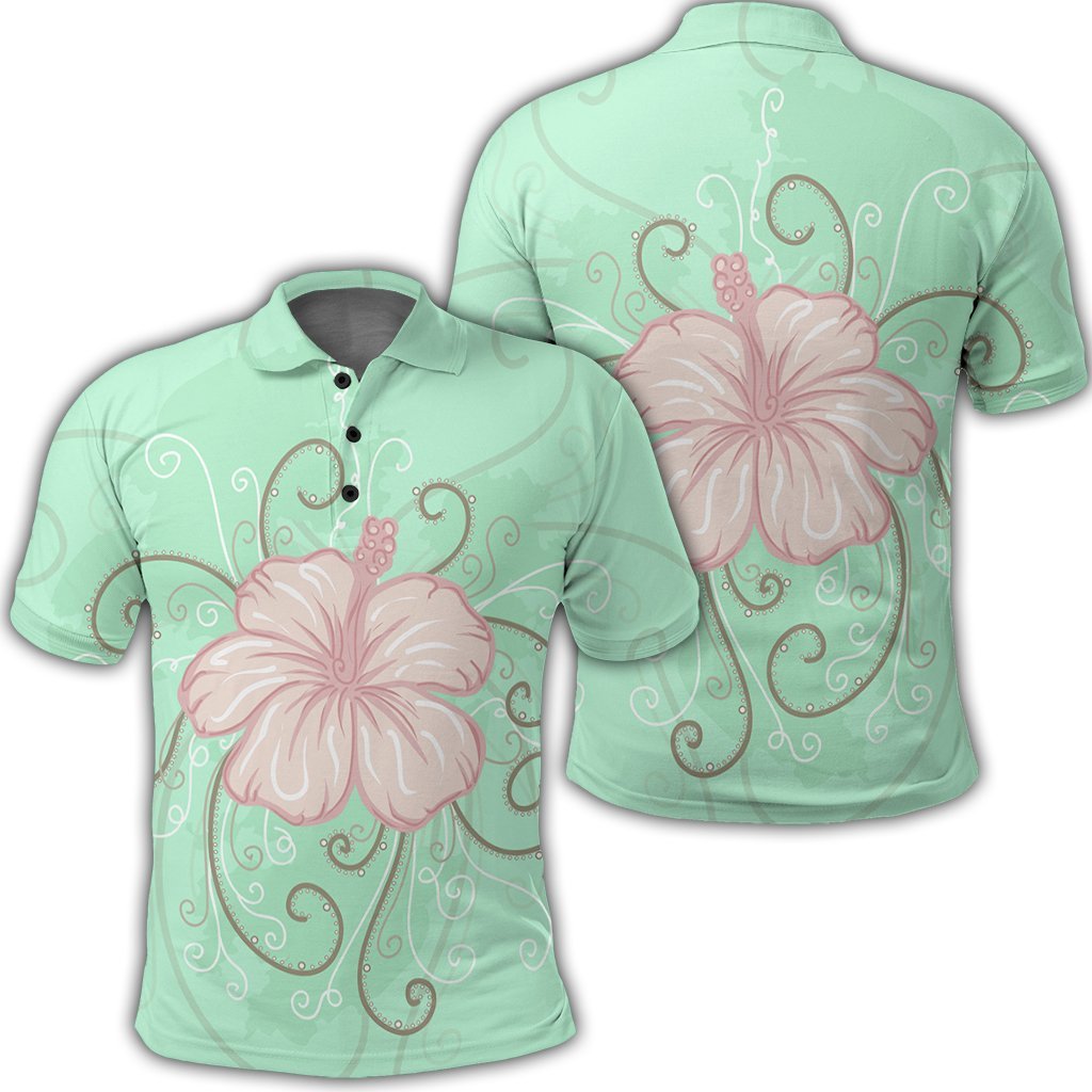 Hawaii Hibiscus Pastel Polo Shirt Unisex Black - Polynesian Pride