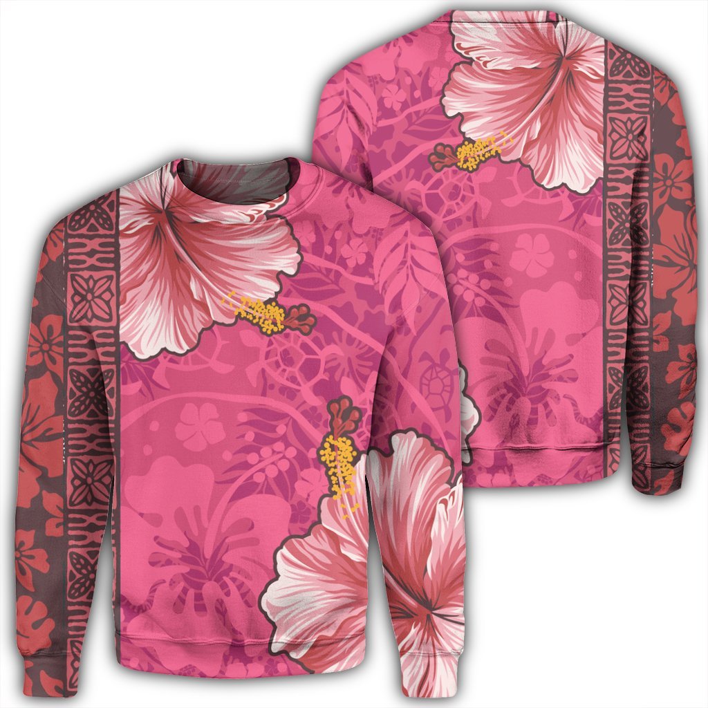 Hawaii Hibiscus Pattern Sweatshirt - AH Unisex Black - Polynesian Pride