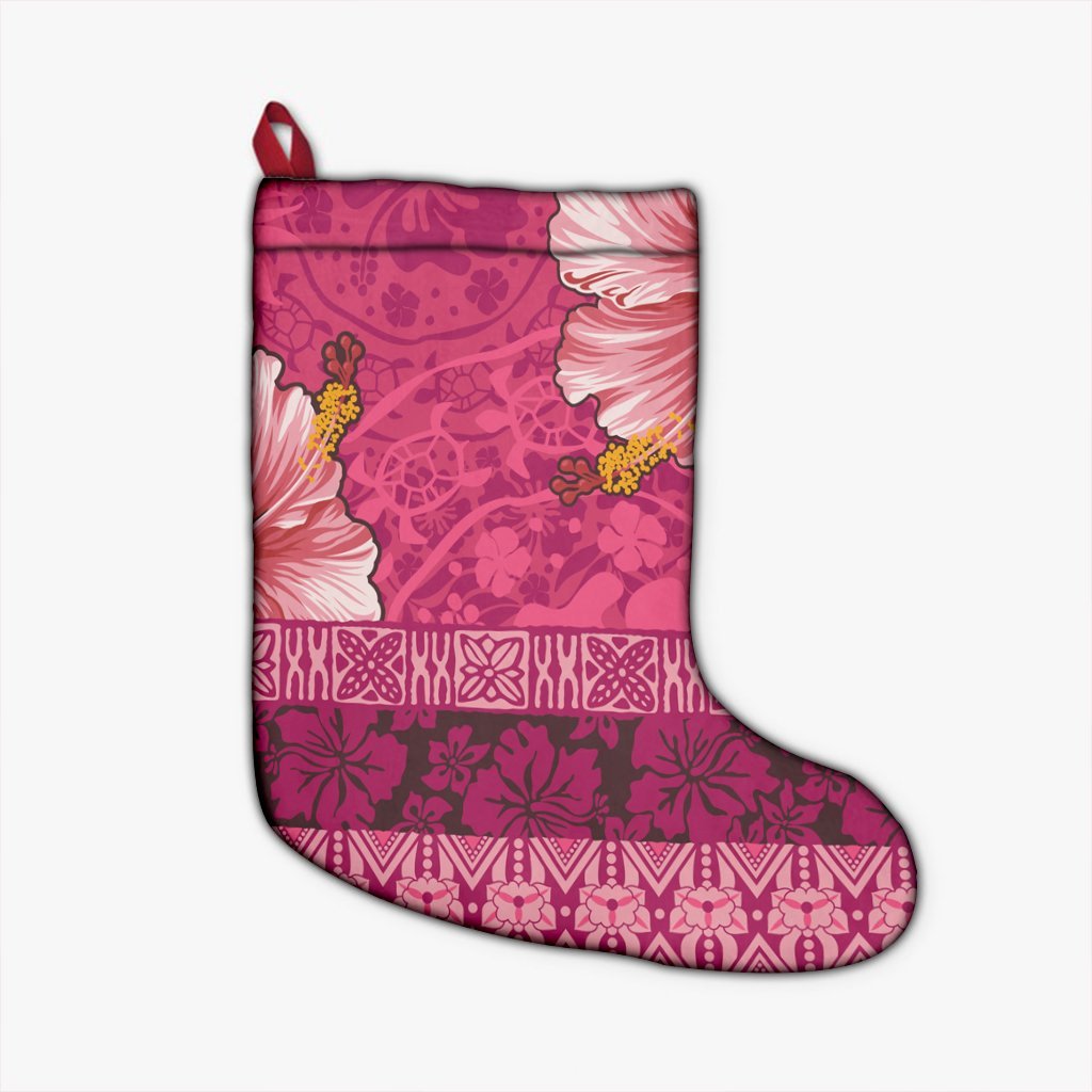 Hawaii Hibiscus Pattern Christmas Stocking - Ver 2 - AH Christmas Stocking 26 X 42 cm Black - Polynesian Pride