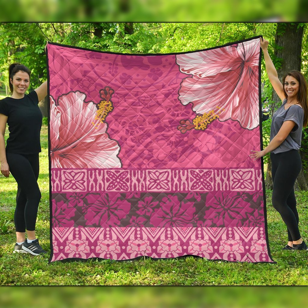 Hawaii Hibiscus Pattern Premium Quilts - Ver 2 - AH Black - Polynesian Pride