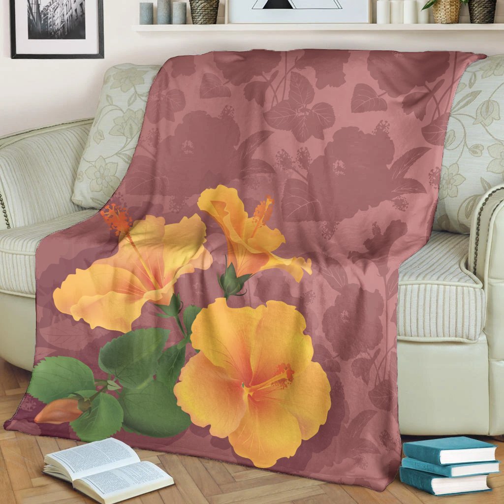 Hawaii Hibiscus Pink Premium Blankets - AH - Polynesian Pride
