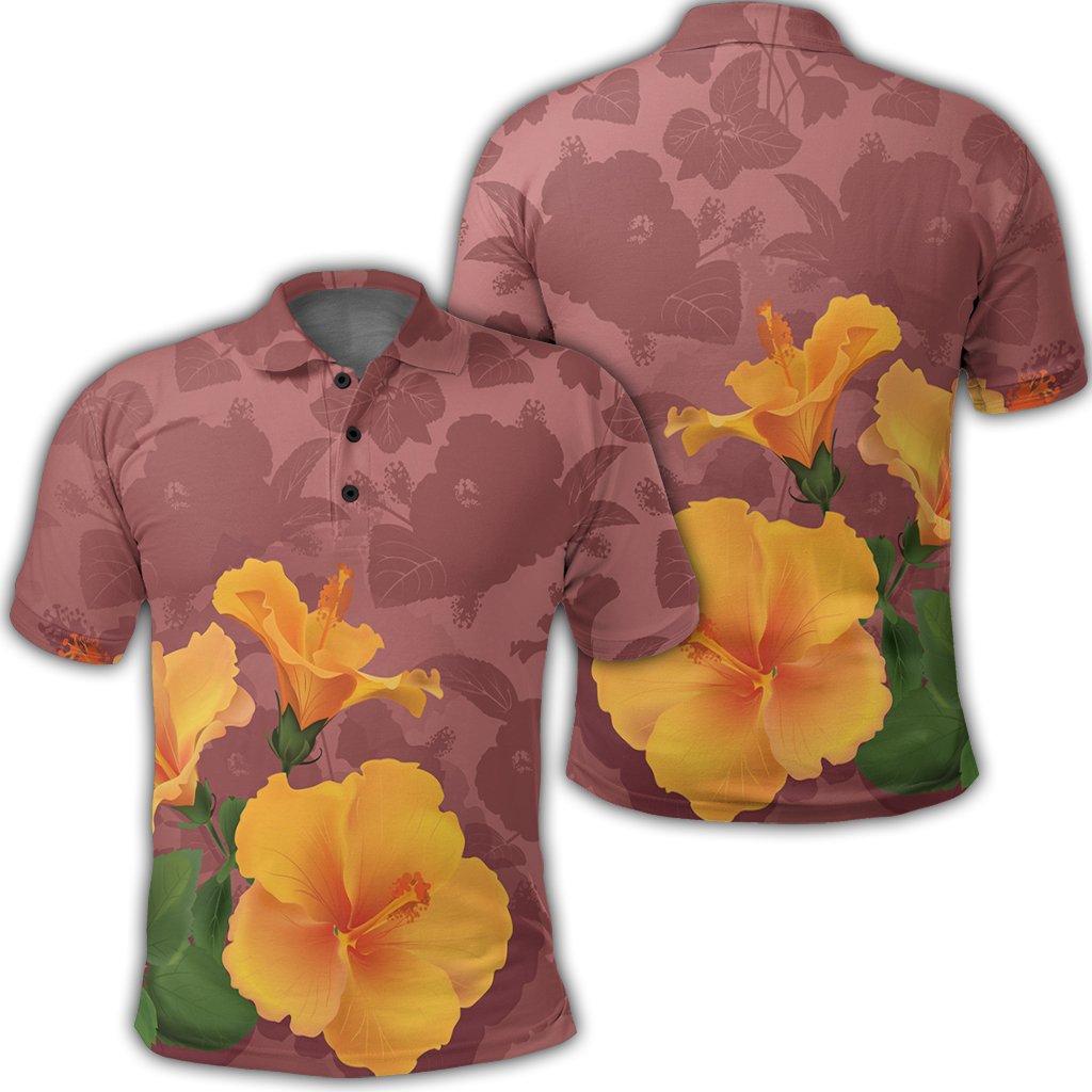 Hawaii Hibiscus Pink Polo Shirt Unisex Black - Polynesian Pride