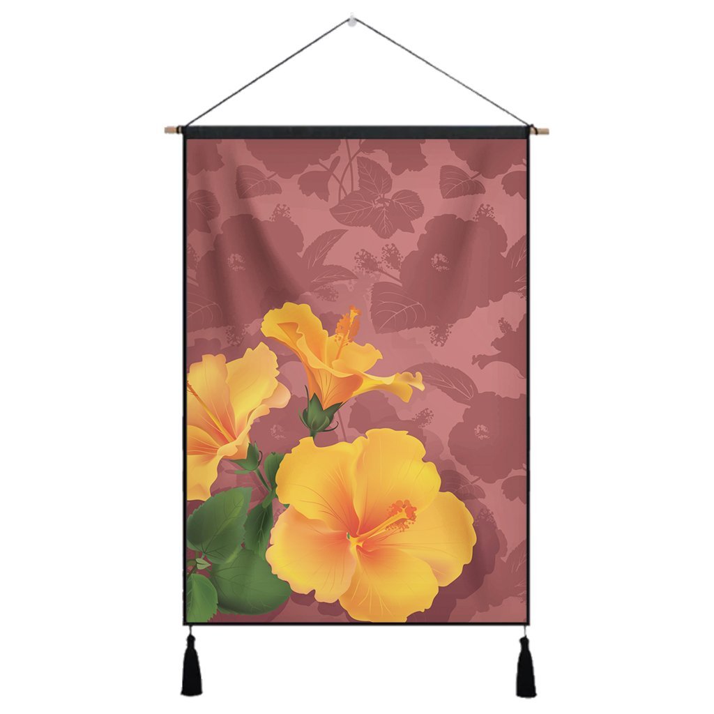 Hawaii Hibiscus Pink Hanging Poster - AH Hanging Poster Cotton And Linen - Polynesian Pride