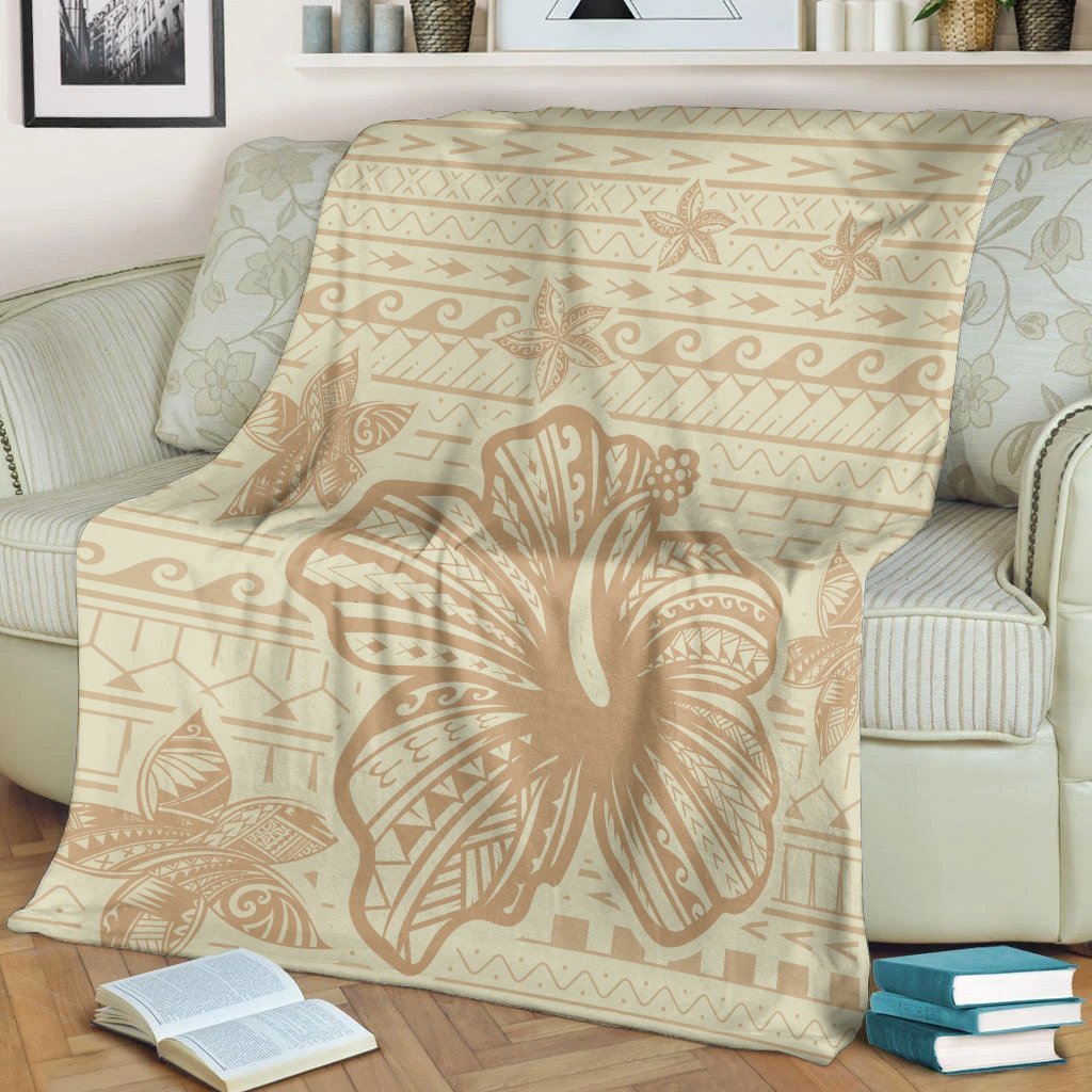 Hawaii Hibiscus Plumeria Kanaka Polynesian Vintage Premium Blankets - AH - Polynesian Pride
