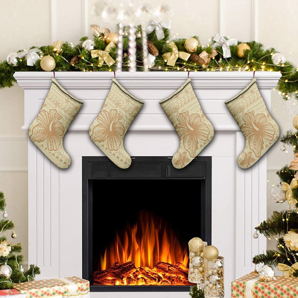 Hawaii Hibiscus Plumeria Kanaka Polynesian Vintage Christmas Stocking - AH - Polynesian Pride