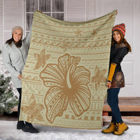 Hawaii Hibiscus Plumeria Kanaka Polynesian Vintage Premium Blankets - AH - Polynesian Pride