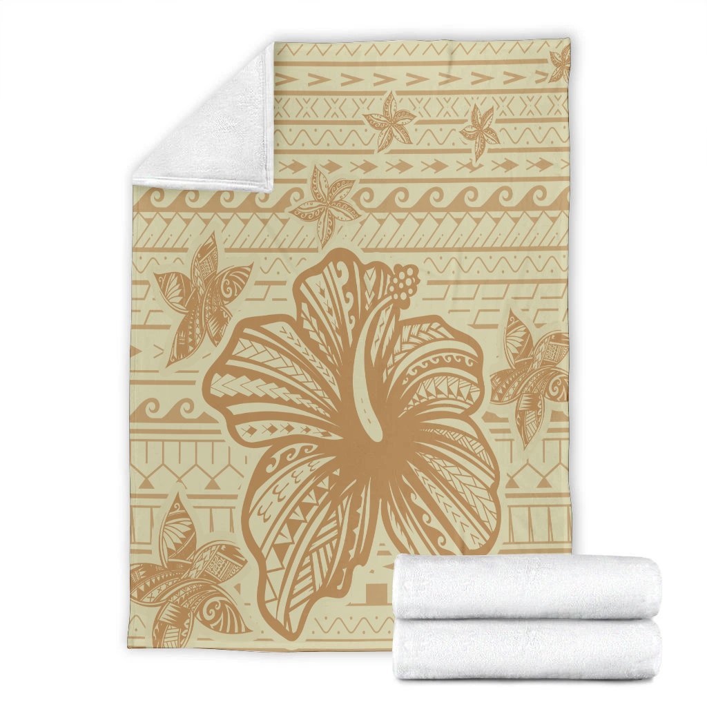 Hawaii Hibiscus Plumeria Kanaka Polynesian Vintage Premium Blankets - AH - Polynesian Pride