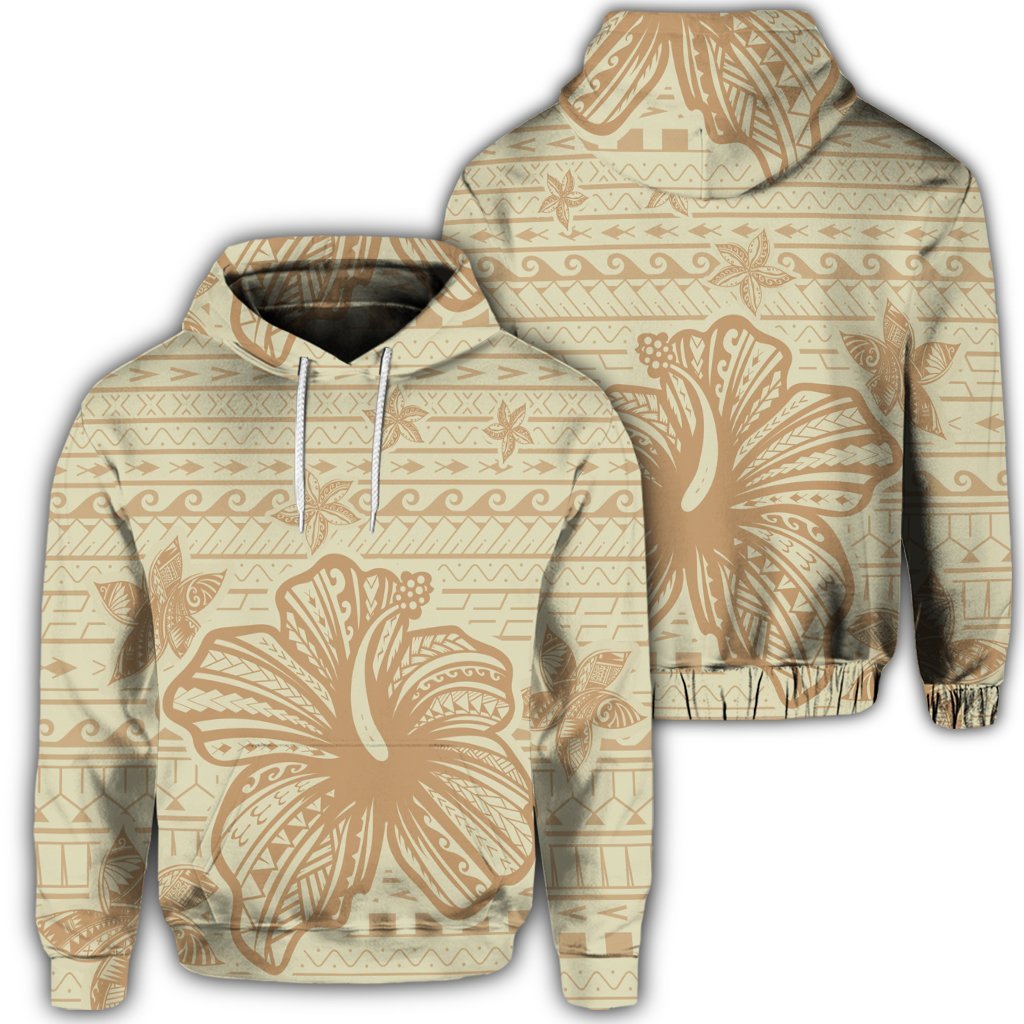 Hawaiian Hibiscus Plumeria Kanaka Polynesian Vintage Hoodie Unisex Art - Polynesian Pride