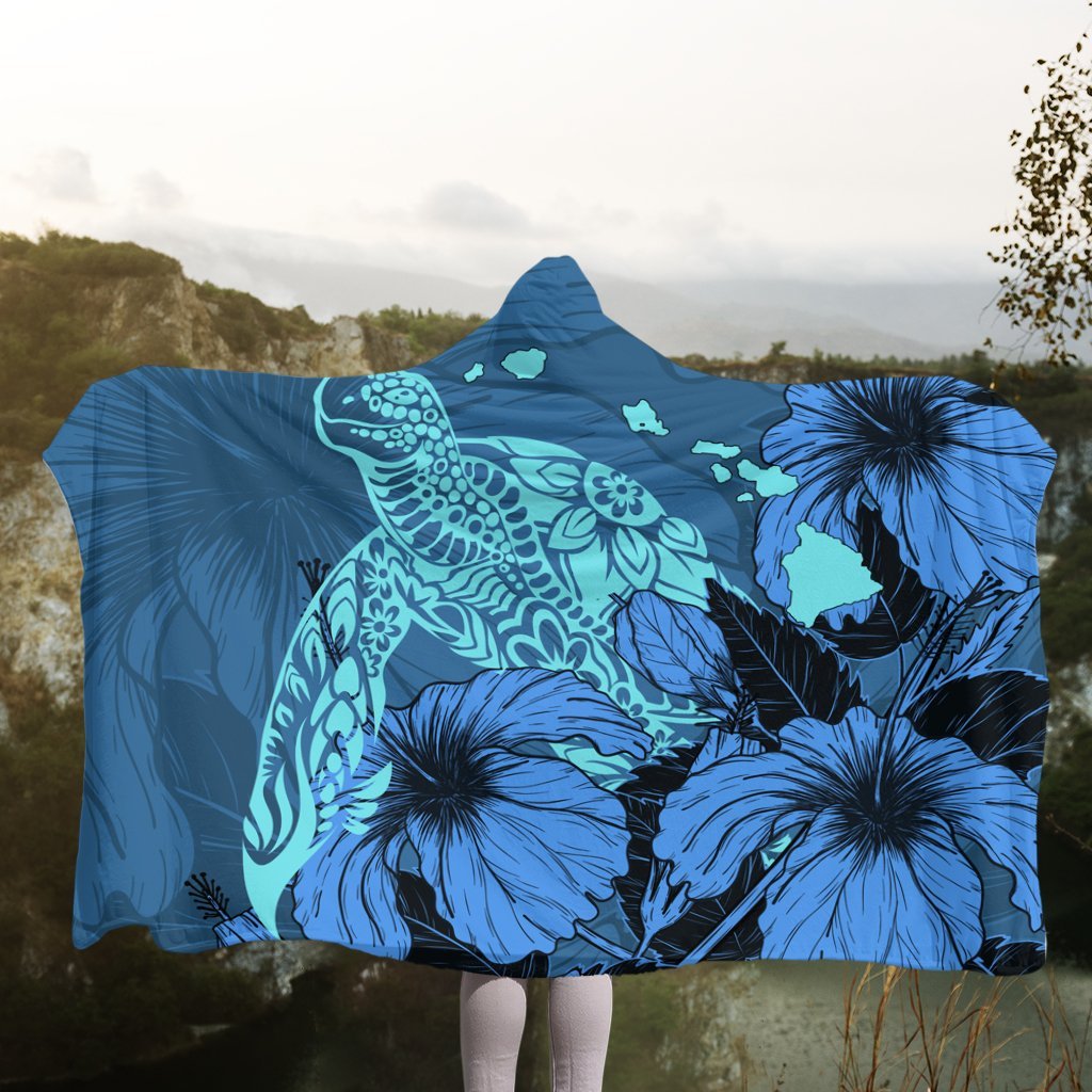 Hawaii Hibiscus Turtle Hooded Blanket - AH - Polynesian Pride