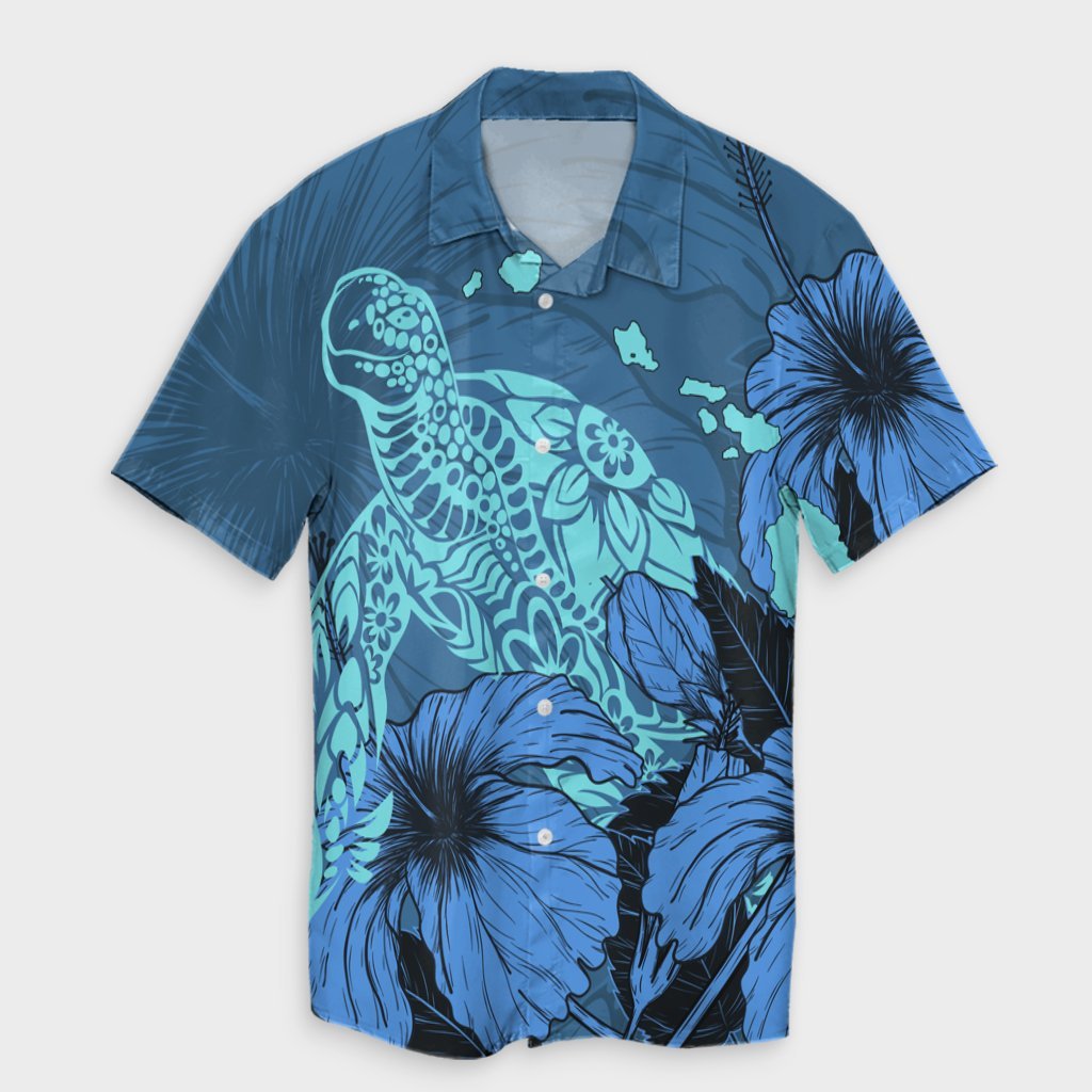 Hawaii Hibiscus Turtle Hawaiian Shirt - AH Unisex Black - Polynesian Pride