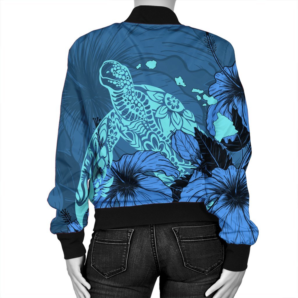 Hawaii Hibiscus Turtle Bomber Jacket - AH - Polynesian Pride