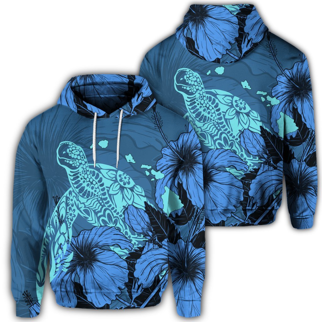 Hawaiian Hibiscus Turtle Hoodie Unisex Art - Polynesian Pride