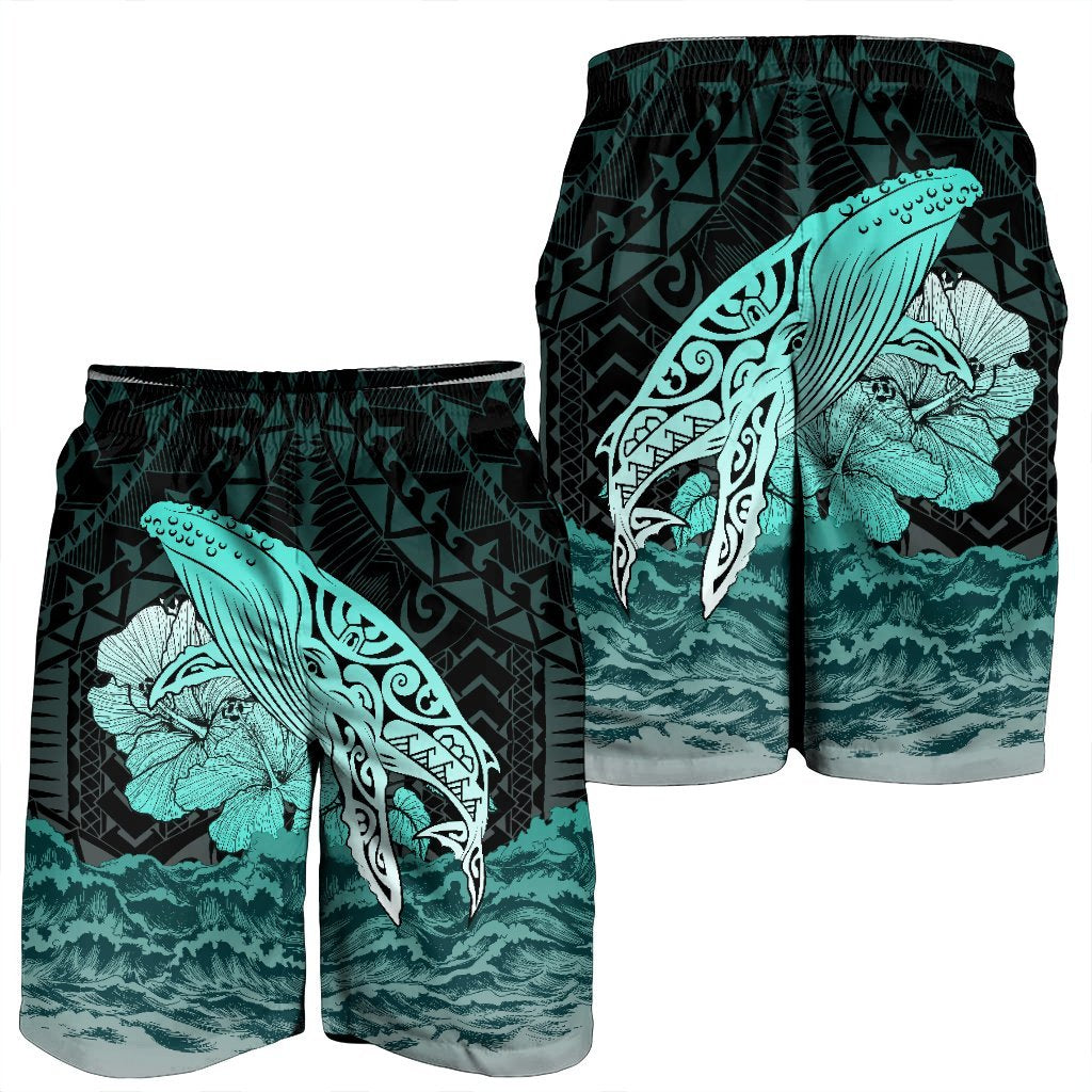 Hawaii Hibiscus Wale Polynesian Men's Shorts - AH - Polynesian Pride