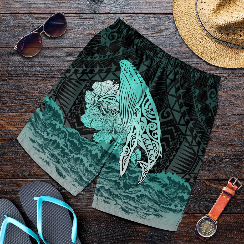 Hawaii Hibiscus Wale Polynesian Men's Shorts - AH Art - Polynesian Pride