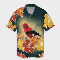 Hawaii Honeycreeper Hibiscus Hawaiian Shirt - AH Unisex Black - Polynesian Pride