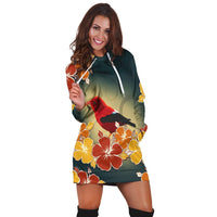 Hawaii Honeycreeper Hibiscus Hoodie Dress - AH - Polynesian Pride