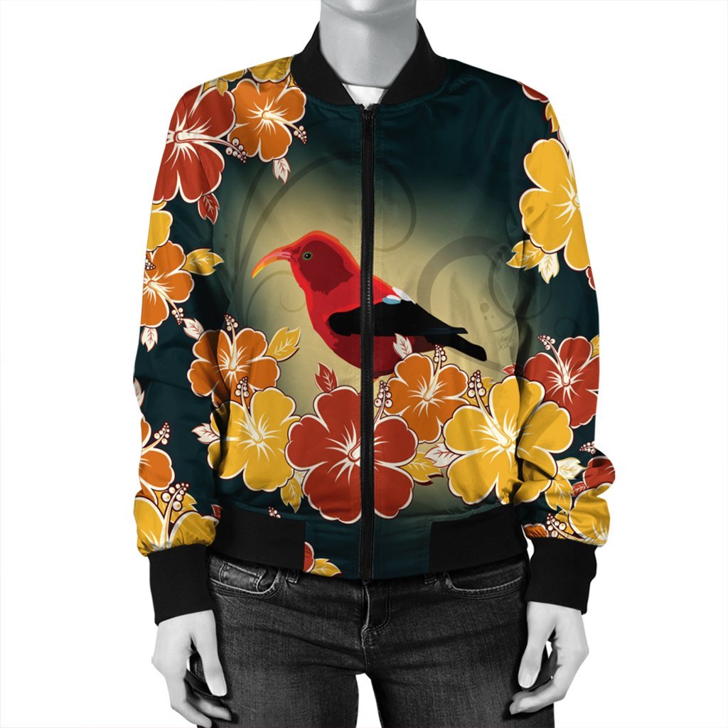 Hawaii Honeycreeper Hibiscus Bomber Jacket - AH - Polynesian Pride