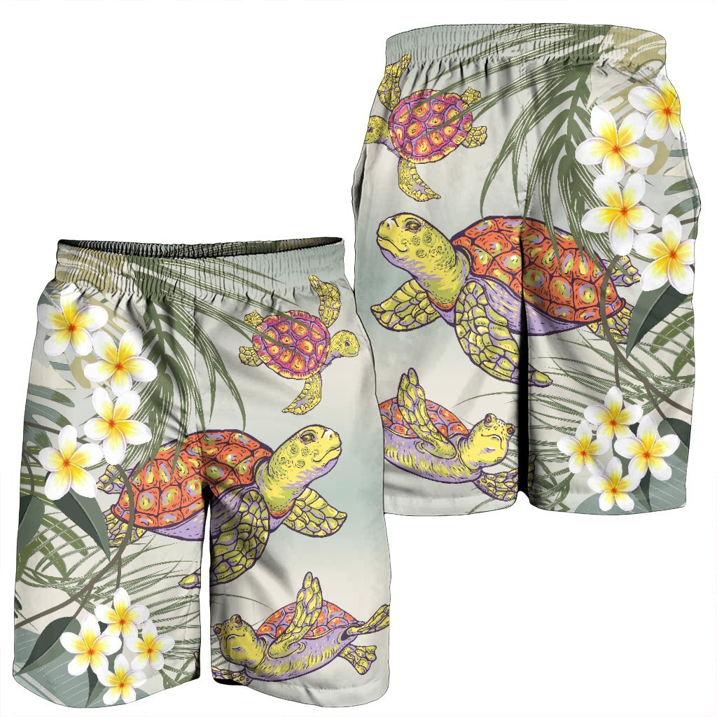Hawaii Honu Chibi Sea Plumeria Men's Shorts - AH - Polynesian Pride