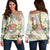 Hawaii Honu Chibi Sea Plumeria Women's Off Shoulder Sweater - AH Black - Polynesian Pride