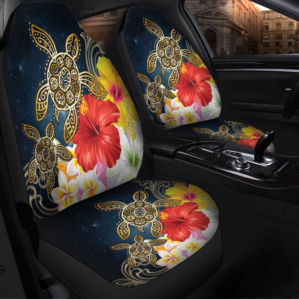 Hawaii Honu Hibiscus Galaxy Car Seat Covers - AH - Polynesian Pride