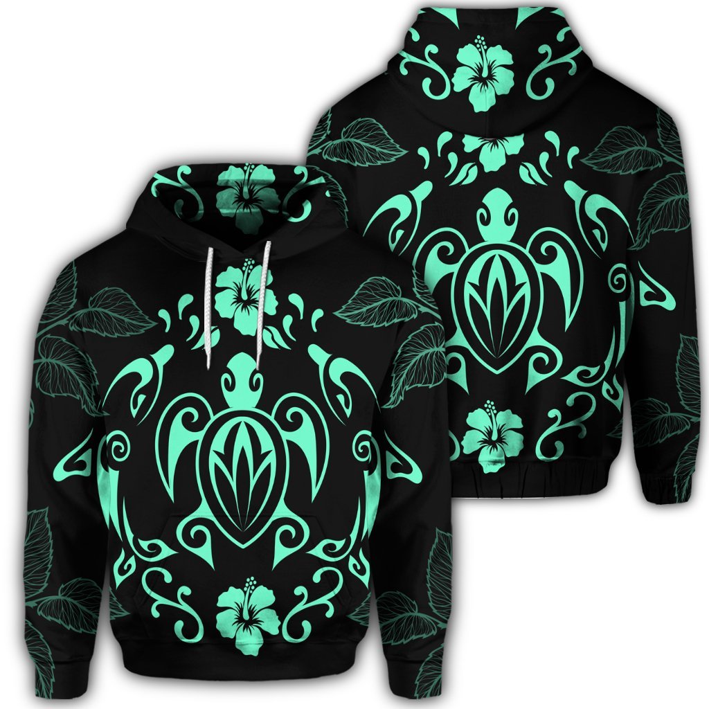 Hawaiian Honu Turtle Dolphin With Plumeria Hoodie Unisex Art - Polynesian Pride