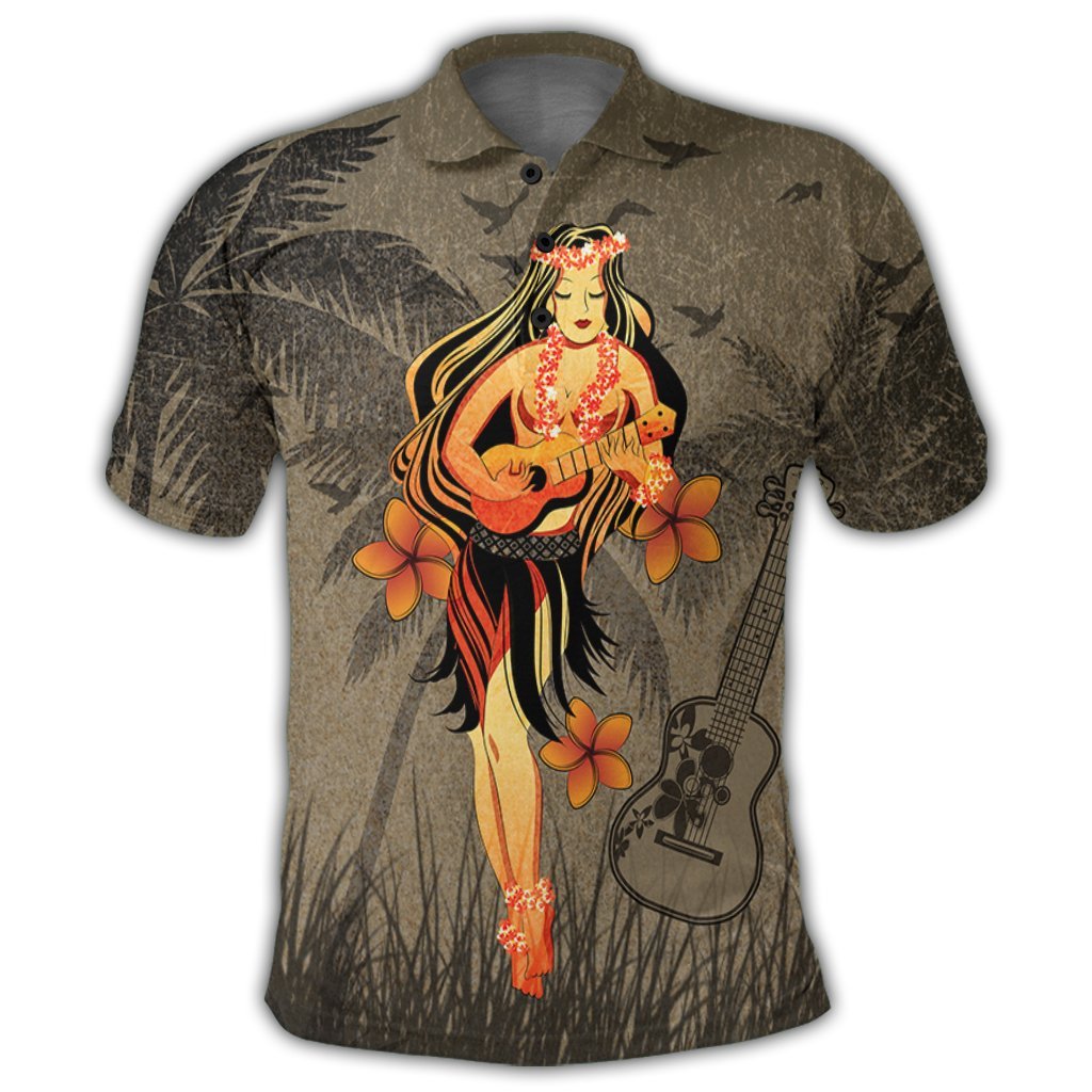 Hawaii Hula Girl Ukulele Plumeria Polo Shirt - Polynesian Pride