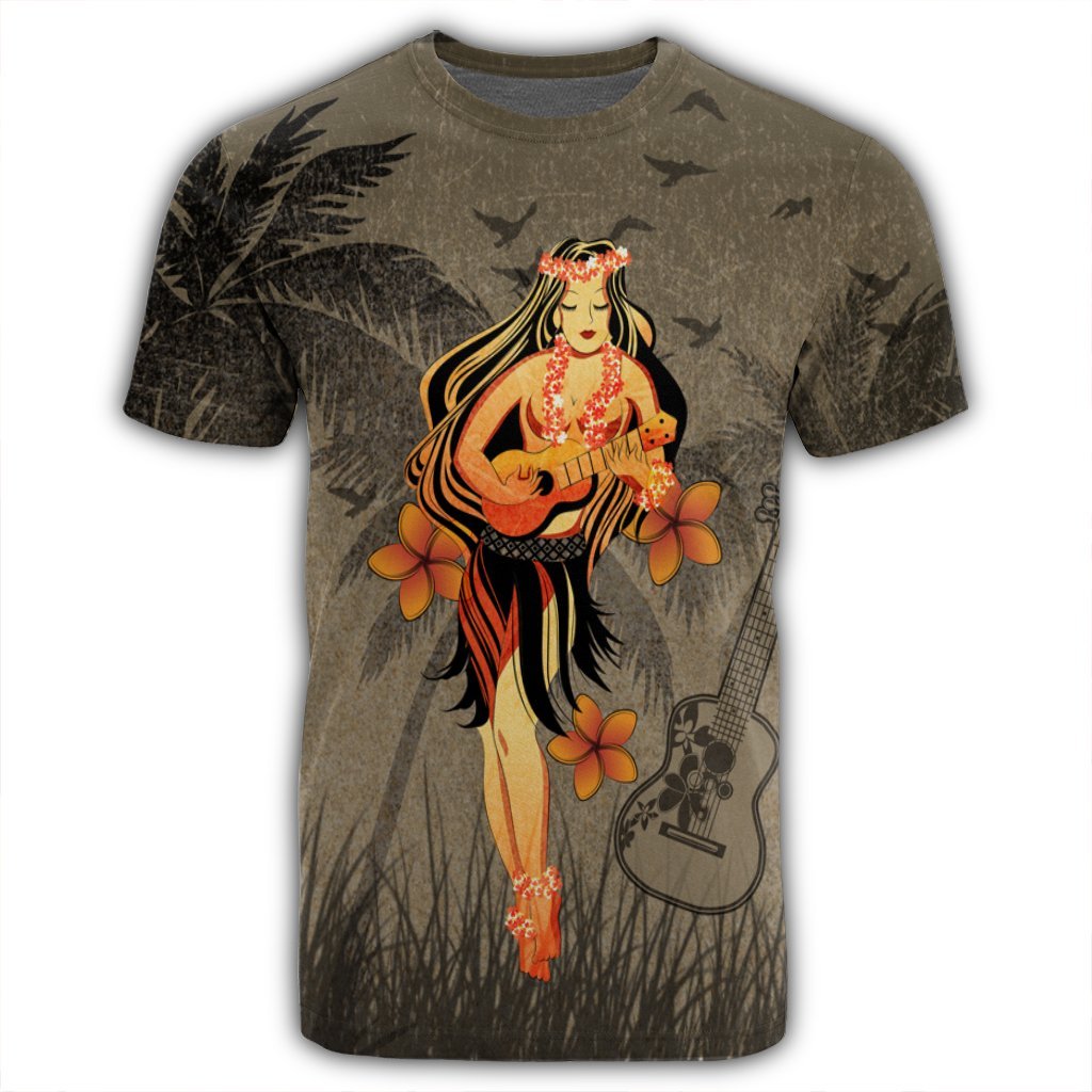 Hawaii Hula Girl Ukulele Plumeria T Shirt - Polynesian Pride